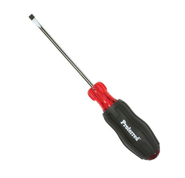 T25011 PROFERRED ACETATE CUSHION GRIP SCREWDRIVER - 1/4" (Slotted)x4" Black TPV Handle