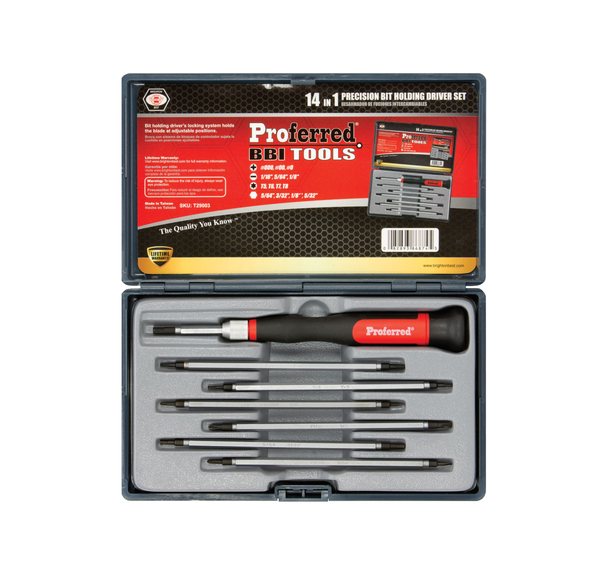 T29003 PROFERRED INTERCHANGEABLE BIT SCREWDRIVER SETS - PRECISION 14 PIECE IN 1