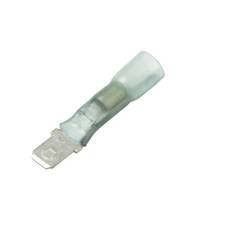 Lead-Free Heat Shrink &amp; Solder Push-On Terminal, Male, .250&quot;, Blue, 16-14 Ga (10 MIN)