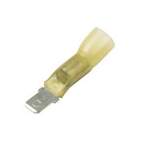 Lead-Free Heat Shrink &amp; Solder Push-On Terminal, Male, .250&quot;, Yellow, 12-10 Ga (10 MIN)