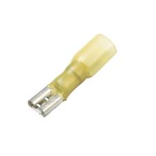 Lead-Free Heat Shrink, Crimp, &amp; Solder Push-On Terminal, Female, .250&quot;, Yellow, 12-10 Ga (10 MIN)