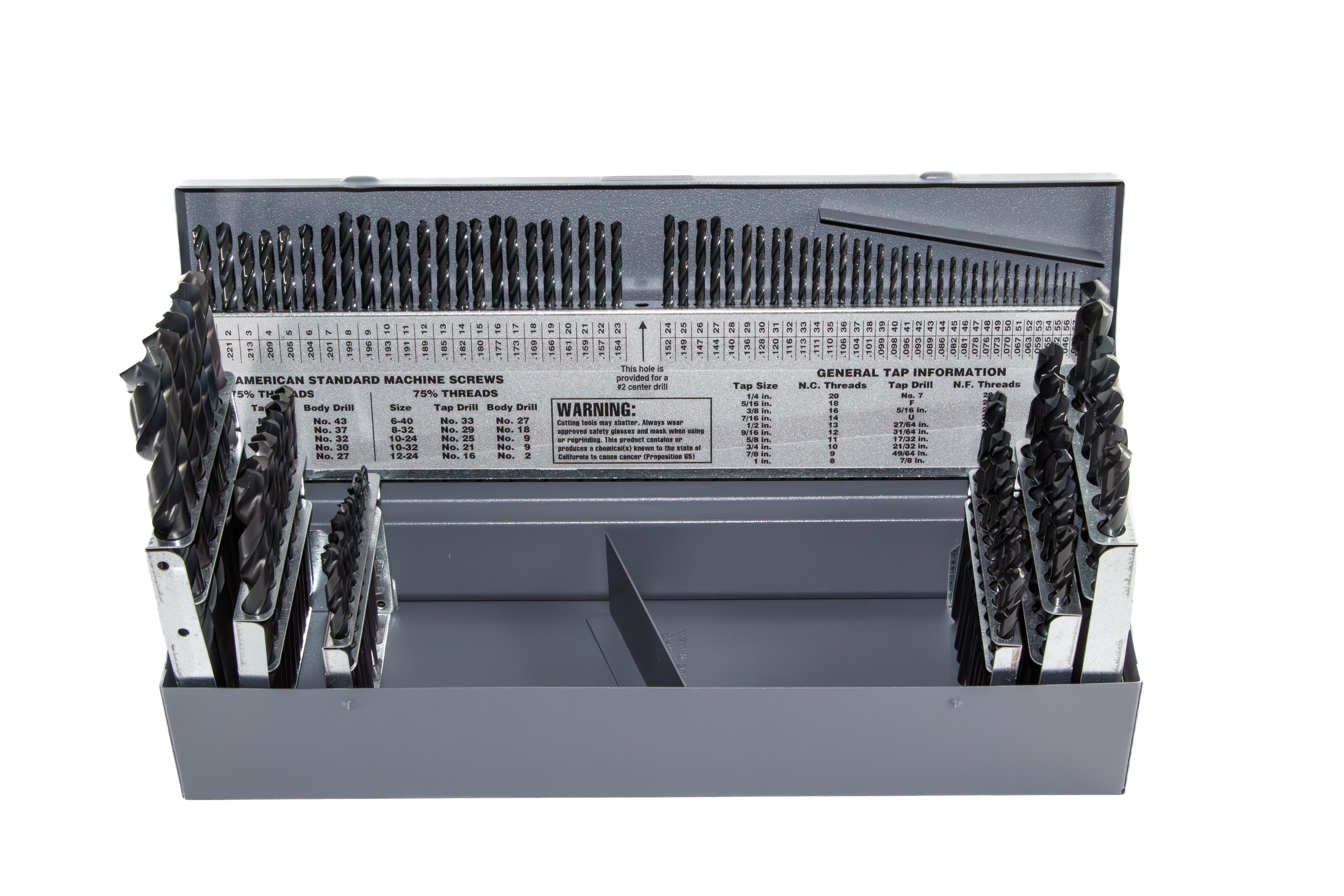 115 Piece HSS Black Oxide Jobber Length Drill Bit Set, D/AN, 1/16"- 1/2", A - Z, #1 - #60