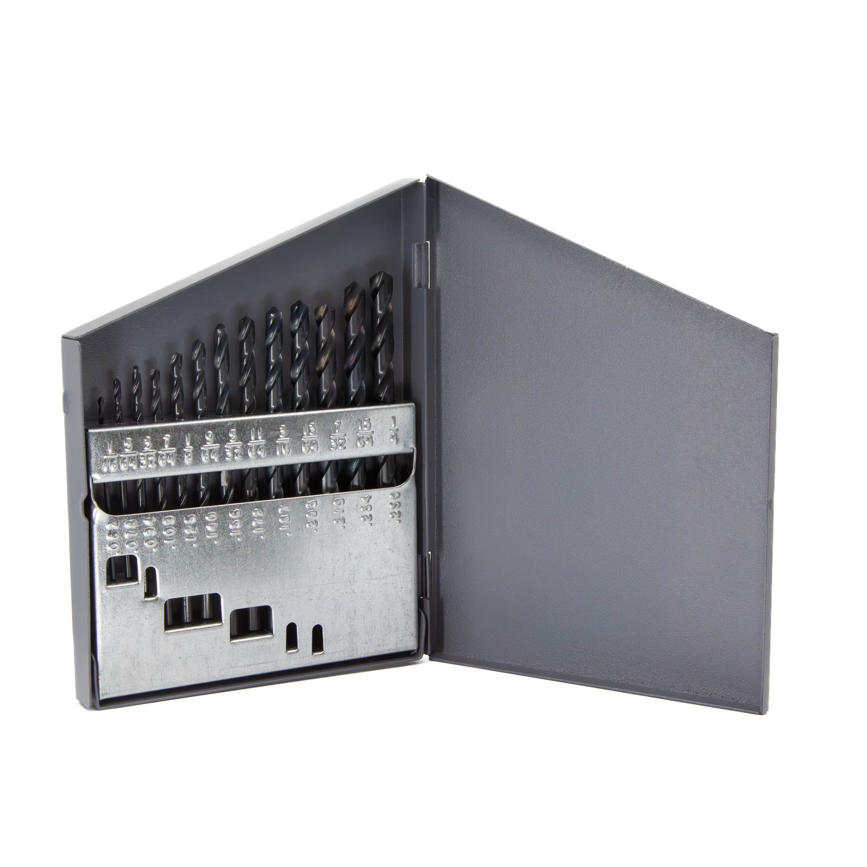 13 Piece HSS Black Oxide Jobber Length Drill Bit Set, D/AN, 1/16" - 1/4"