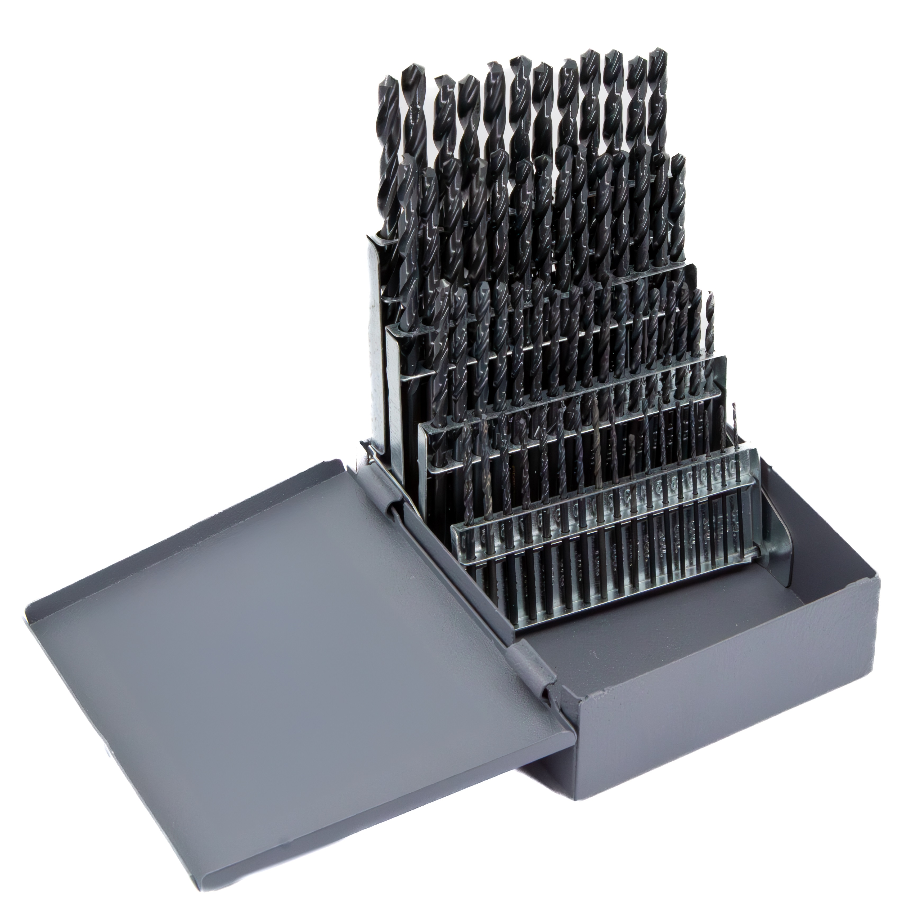 60 Piece HSS Black Oxide Jobber Length Drill Bit Set, D/AN, #1 - #60