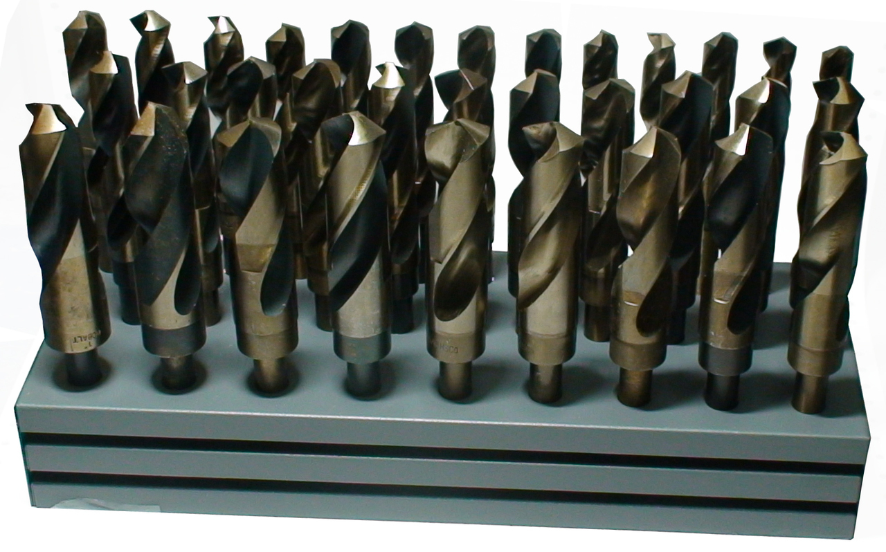 33 Piece Cobalt Drill Bit Set with Reduced 1/2" Shank, 1/2" - 1", DWDCO