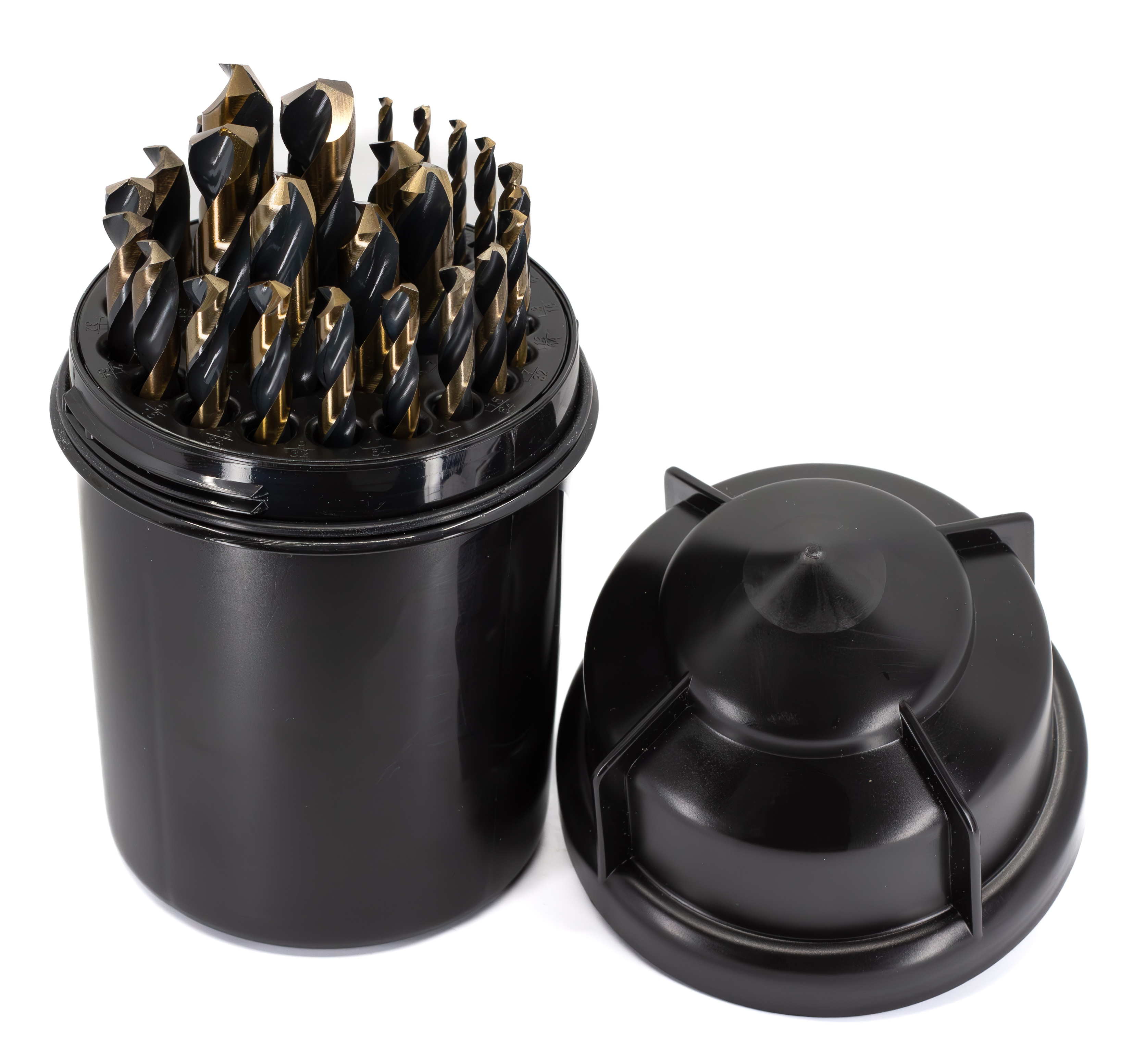 29 Piece HSS Black &amp; Gold KFD Split Point Mechanic Length Drill Bit Set, 1/16" - 1/2", Plastic Case