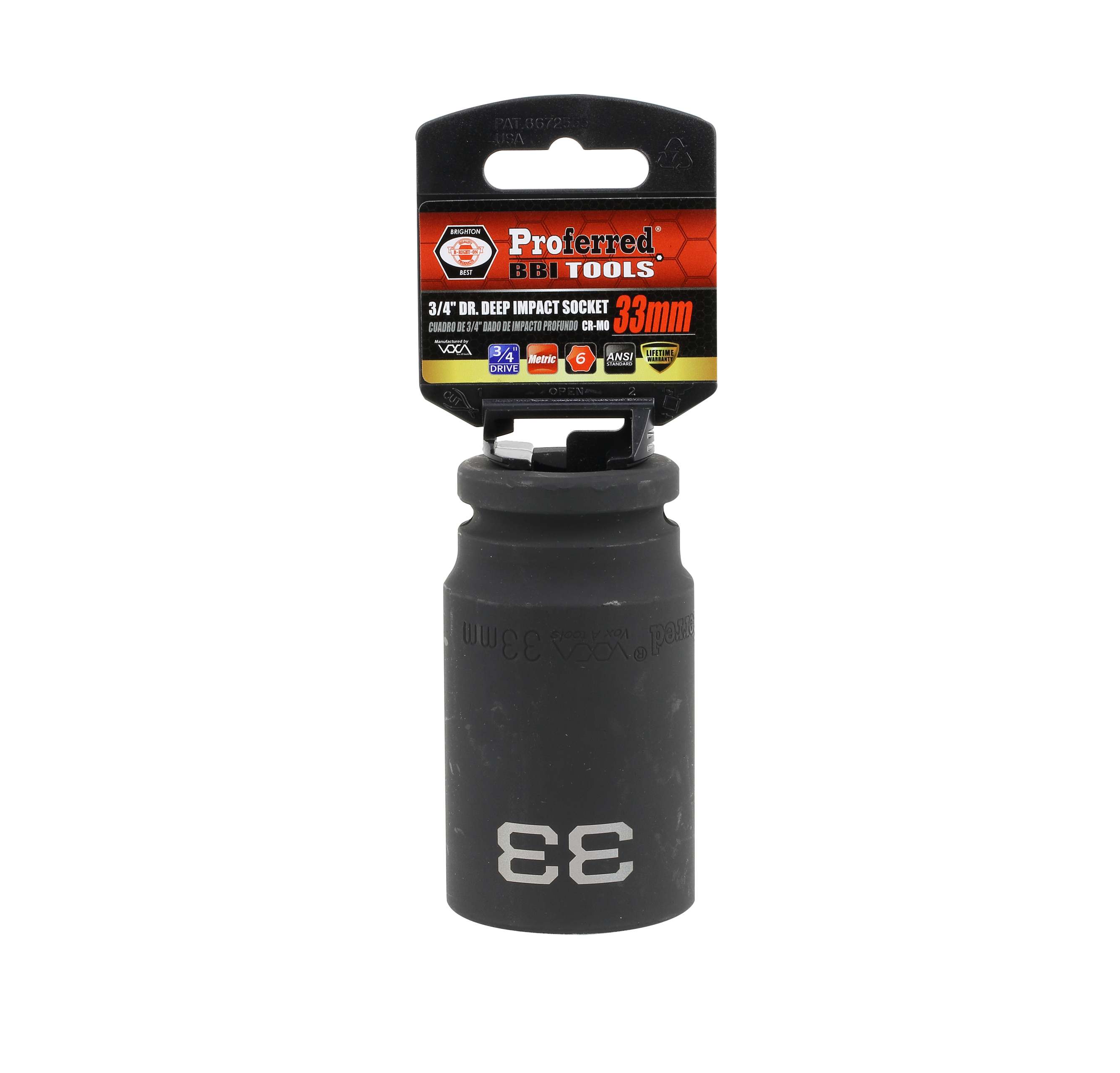 S35133 IMPACT 3/4" DRIVE METRIC SOCKET - 33 MM DEEP IMPACT 6 Point