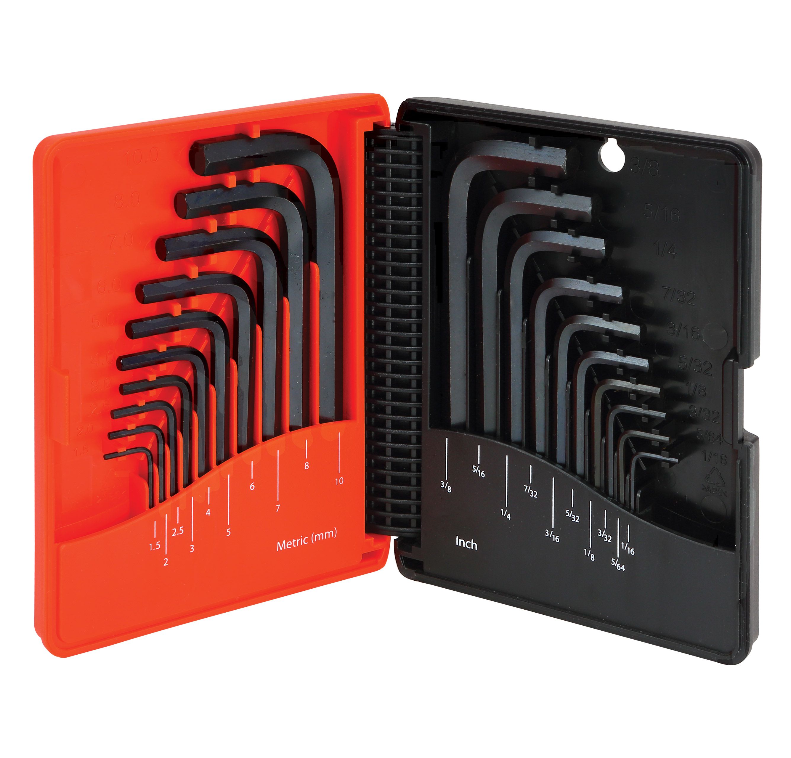 PROFERRED SHORT ARM HEX KEY SET - SAE (10 PCS) &amp; METRIC (10 PCS) BLACK FINISH