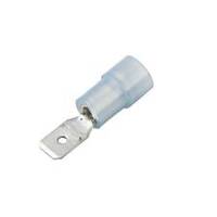 Nylon Push-On Terminal, Male, Partially Insulated, .187&quot;, Blue, 16-14 Ga (100 MIN)