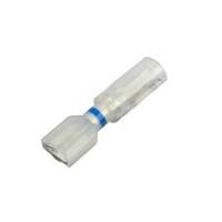 Clear-View Heat Shrink &amp; Crimp Push-On Terminal, Female, .250&quot;, Blue Stripe, 16-14 Ga (10 MIN)