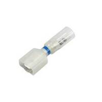 Clear-View Heat Shrink &amp; Crimp Push-On Terminal, Male, .250&quot;, Blue Stripe, 16-14 Ga (10 MIN)