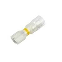 Clear-View Heat Shrink &amp; Crimp Push-On Terminal, Female, .250&quot;, Yellow Stripe, 12-10 Ga (10 MIN)