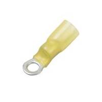 Heat Shrink &amp; Crimp Ring Terminal, 6 Stud, Yellow, 12-10 Ga (10 MIN)