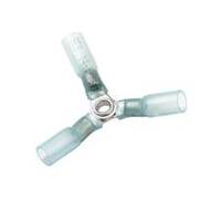 Heat Shrink &amp; Crimp Y Connector, 8 Stud, Blue, 16-14 Ga (10 MIN)