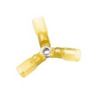 Heat Shrink &amp; Crimp Y Connector, 8 Stud, Yellow, 12-10 Ga (10 MIN)